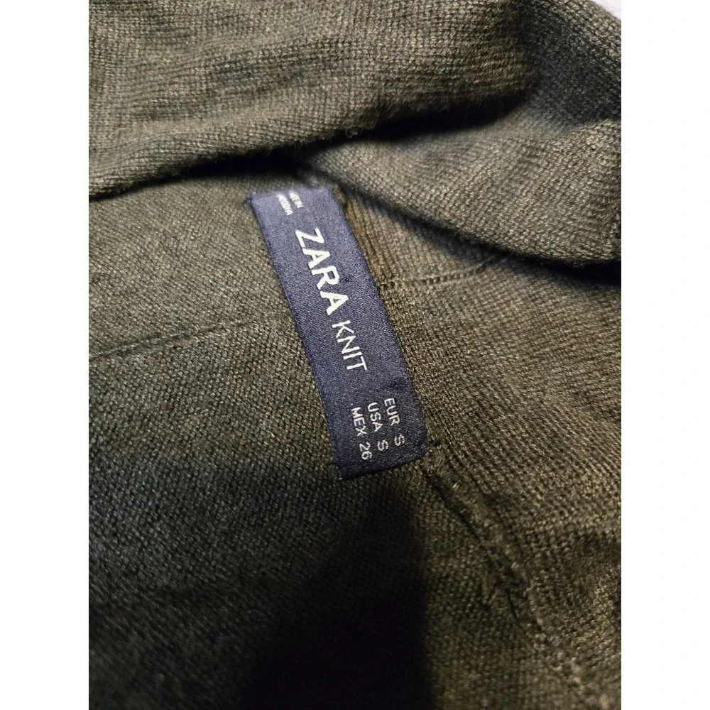 ZARA Knit Long Sleeve Open Cardigan Women‎ Small Casual Soft Olive Green Sweater